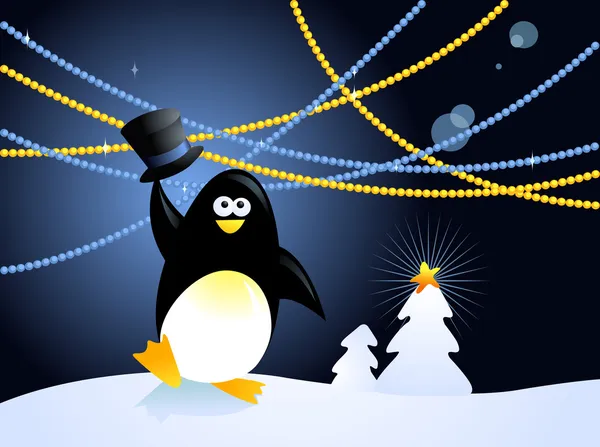 Pingüino de Navidad — Vector de stock