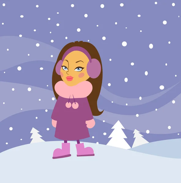 Girl in winter — Stock Vector
