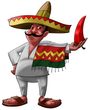 The mexican and the jalapeno clipart