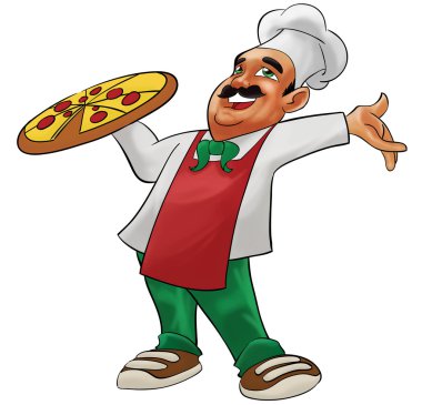 Happy pizzaiolo clipart