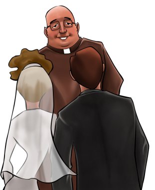 The priest in a wedding ceremony clipart