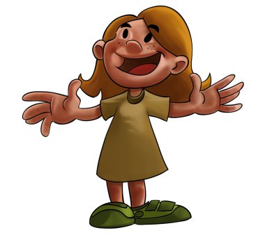 Happy cartoon girl clipart