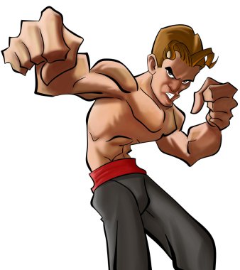 Cartoon martial art fighter clipart