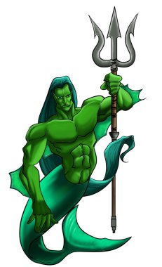 Mythical figure with trident clipart