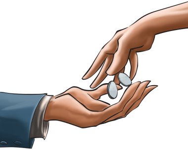 Coins and hands clipart