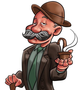 The old man and pipe clipart