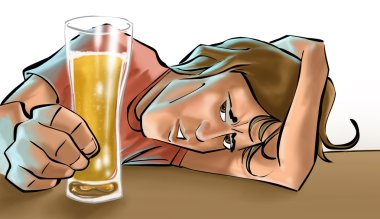 A boy drinking beer clipart