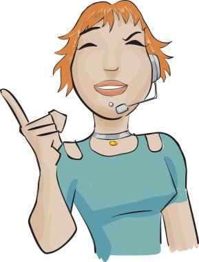 Call center girl with a green bluse clipart