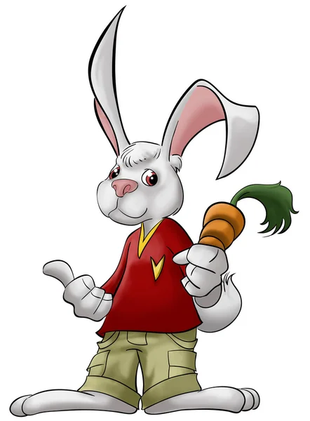 Het konijn met wortel — Stockfoto