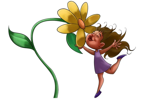 Das Mädchen und die Blume — Stockfoto