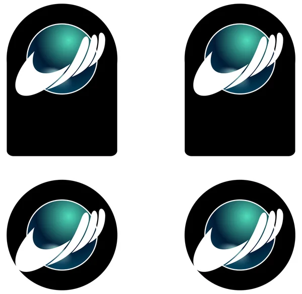 Hand globe logo — Stock Photo, Image