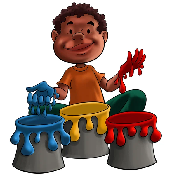 Kind spielt mit Farbe — Stockfoto