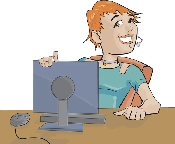 여자와 컴퓨터 — 스톡 사진