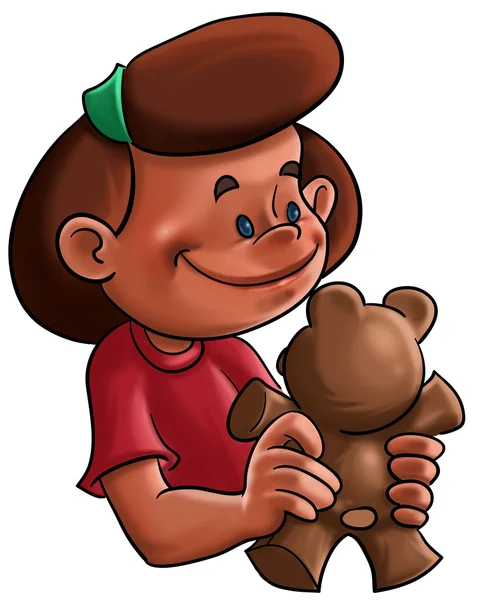 Het meisje en de teddy beer — Stockfoto