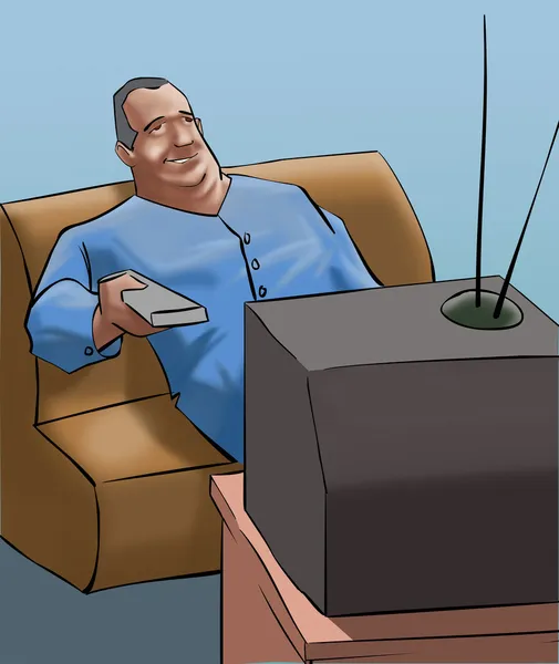 Stary człowiek oglądać tv — Zdjęcie stockowe