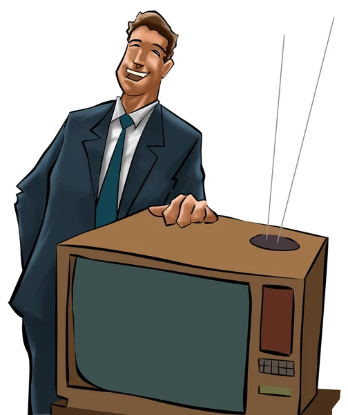 A TV-készüléket eladja férfi — Stock Fotó