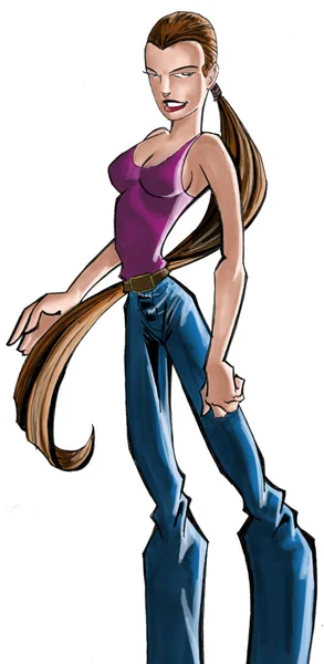 Power Girl i jeans — Stockfoto
