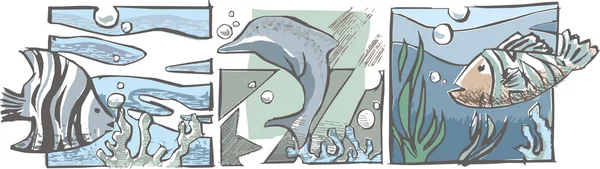 Vissen en delfin — Stockfoto