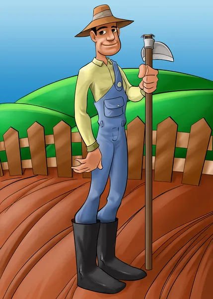 Agriculteur dans un sol planté — Photo