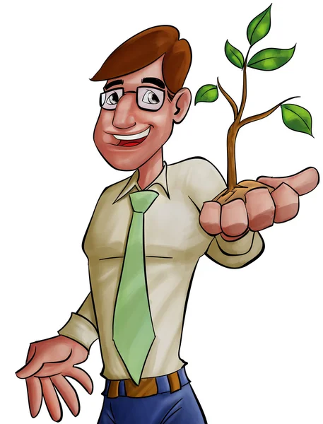 Executive and the plant — Stock Photo, Image