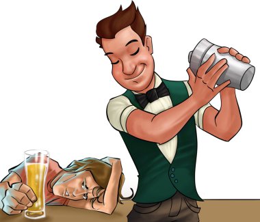 A boy drinking beer clipart