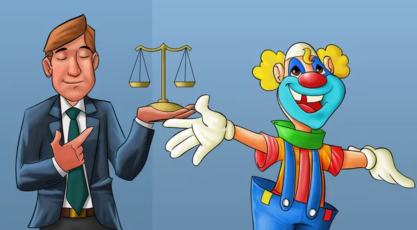 Clown en advocaat — Stockfoto