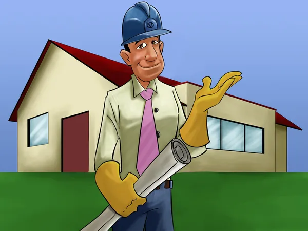 The house and engineer — Stock Photo, Image