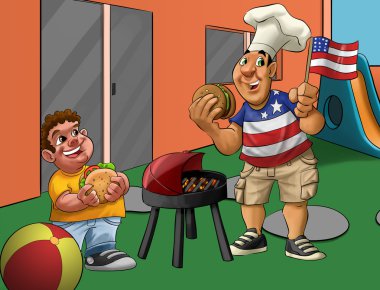 Independence day in the playground clipart