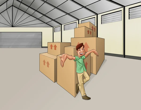 Man in the warehouse — Stockfoto