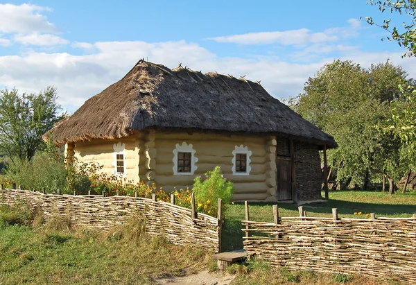 Hasır çatılı antik hut — Stok fotoğraf