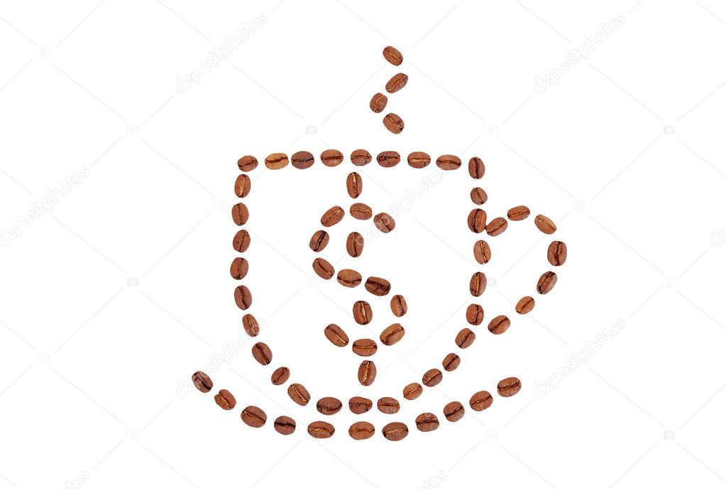 Cup of coffee and dollar sign from bean