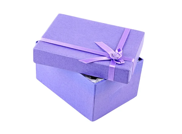 Geöffnete lila Geschenkschachtel — Stockfoto