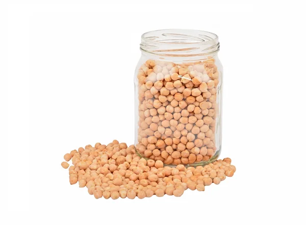 Chickpea and glass jar — Stock Photo, Image