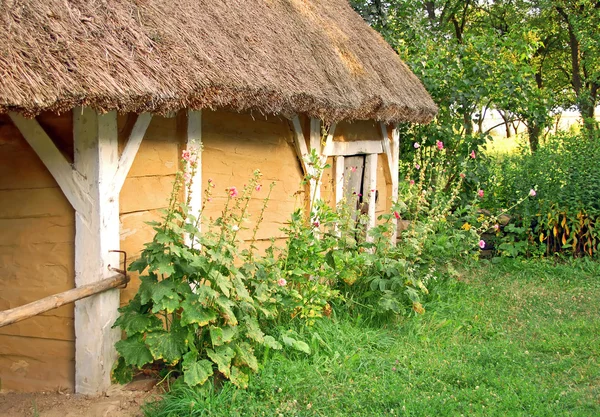 Antiguo granero con techo de paja — Foto de Stock