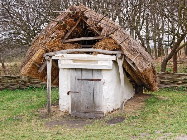 わらの屋根を持つ古代の納屋 — ストック写真