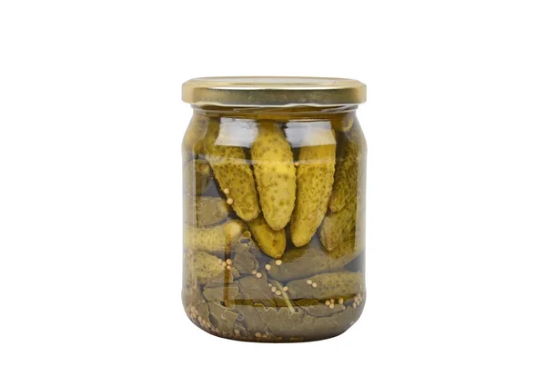 Pickled cucumber in jar — Stock Photo, Image