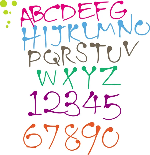 Kleurrijke ronde pen lettertype — Stockvector