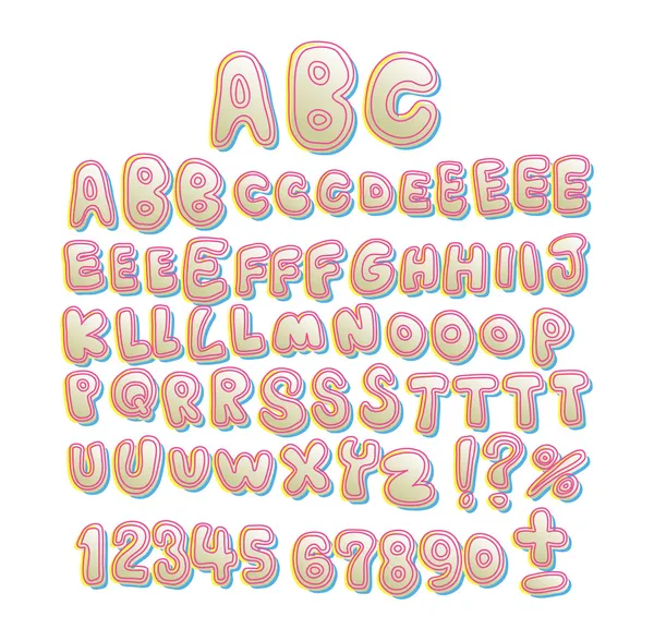 Handgeschreven holle zeepbel lettertype — Stockvector