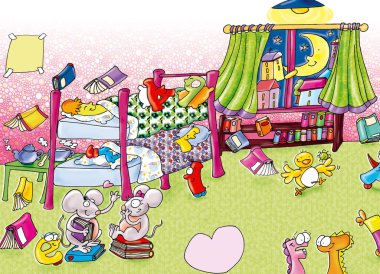 Bunk beds, bedroom, clipart