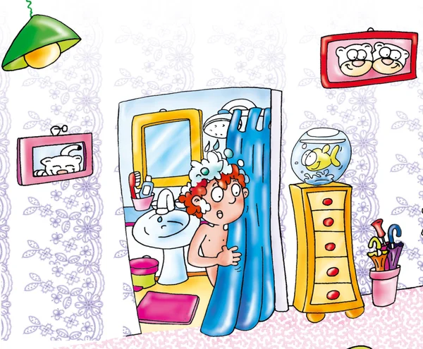 Shower gel, soap, perfume, house, door, — Stock Photo, Image