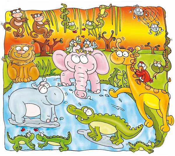 Tropical forest, animals, elephant, — Stock Photo, Image
