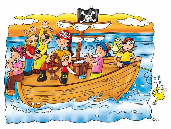 Pirates on the ship — Stock Photo, Image