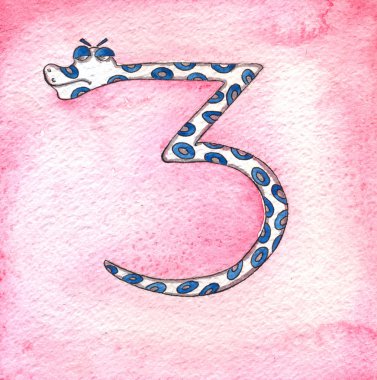 3 Snake,snake numbers, counting clipart