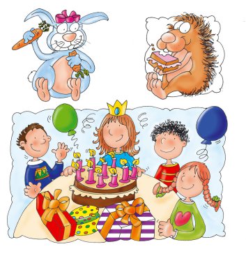 Festa,coniglio,istrice,torta di compleanno clipart