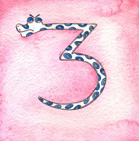 3 orm, ormen nummer, räknar — Stockfoto