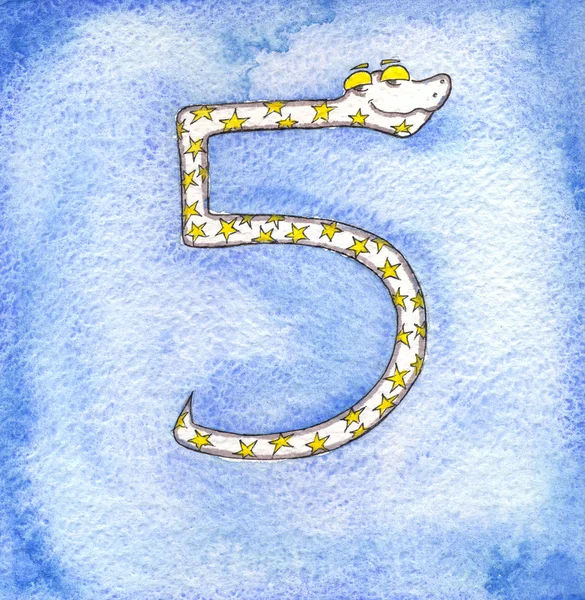 5 φίδι, φίδι αριθμούς, καταμέτρηση — Φωτογραφία Αρχείου
