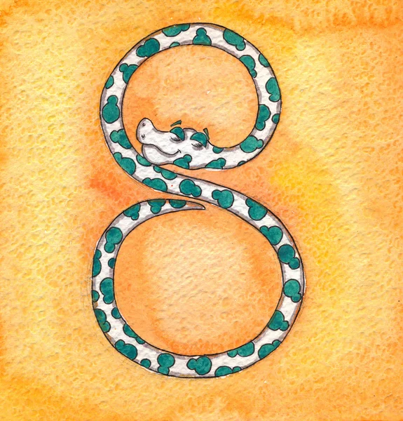 8 Snake,snake numbers, counting — Stock Photo, Image