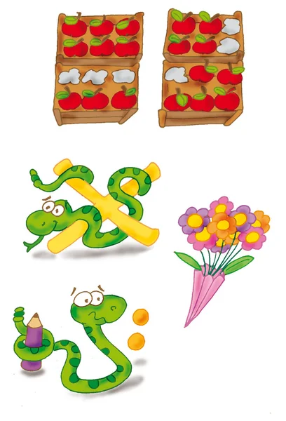 Snake, flowers, — Stock Photo, Image