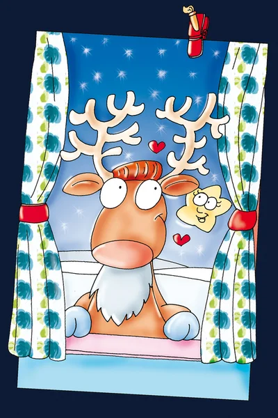 Jávorszarvas-nél ablak karácsonyi — Stock Fotó