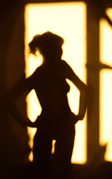 stock image Silhouette of woman on a background